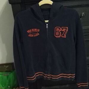 Navy Hoodie with Orange Details
